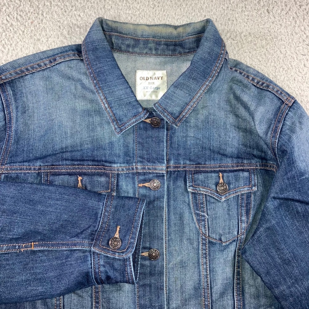 Old Navy Denim Trucker Jacket Women 2XL Blue Faded Utility Layering Outdoor